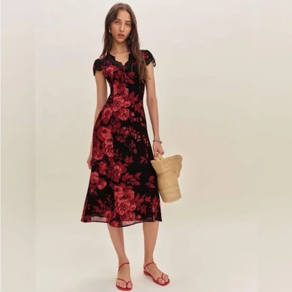 NWT Reformation Tiffie Midi Dress in Basilica